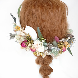 【オーダー】ローズと紫陽花のハーフ花冠とブートニア ヘッドドレス ウエディング 5枚目の画像