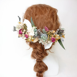【オーダー】ローズと紫陽花のハーフ花冠とブートニア ヘッドドレス ウエディング 3枚目の画像