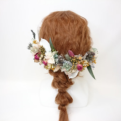 【オーダー】ローズと紫陽花のハーフ花冠とブートニア ヘッドドレス ウエディング 6枚目の画像