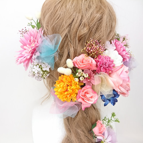 【専用ページ】カップローズメインのヘッドドレス・編みおろし/プリザーブドフラワー 専用ページ】カップローズメインのヘッドドレス・編みおろし