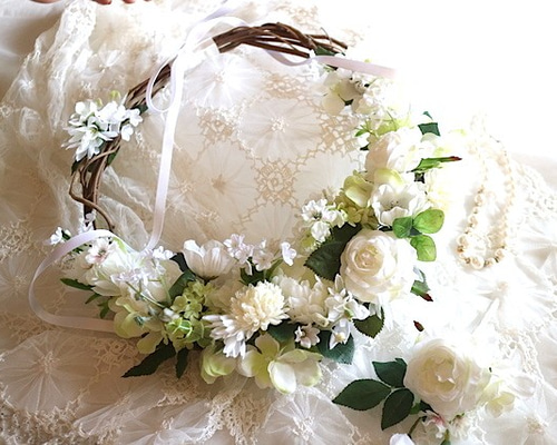 チューリップ　リースブーケ　ウェディングブーケ　ブートニアセット チューリップ リースブーケ ウェディングブーケ ブートニアセット