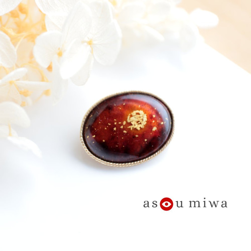 七宝焼き【 赤と月 】風景ミニブローチ ブローチ asou miwa 通販