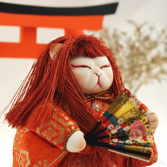 江戸縮緬 古布 猫の人形