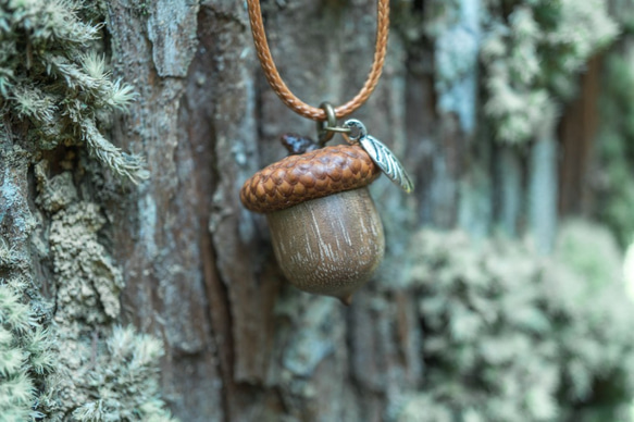 擴香項鍊 秋季木製大橡果 第3張的照片