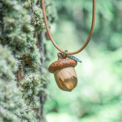擴香項鍊 秋季霧面透明樹脂栓木橡果 第1張的照片
