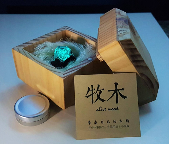 【手工訂製】柚木深藍極光木戒 Deep Blue aurora with teakwood ring 第5張的照片