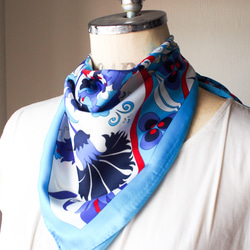 【スカーフが織りなす不思議な魔法】トルコ・オリエンタルスカーフ・silk-art-A35・トルコブルー 8枚目の画像