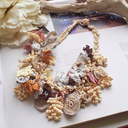 Turkey traditional lace embroidery necklace (MILK TEA) 第1張的照片