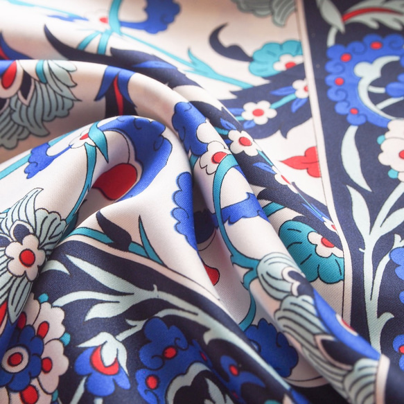 トルコ・オリエンタルスカーフ・silk-art-A14・ネイビー・送料無料 2枚目の画像