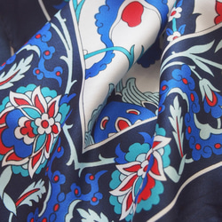 トルコ・オリエンタルスカーフ・silk-art-A14・ネイビー・送料無料 5枚目の画像