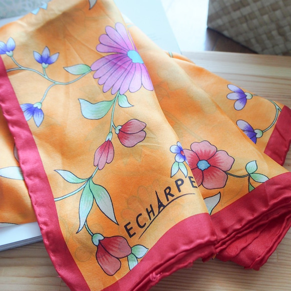 土耳其·東方圍巾·真絲藝術A25·橙色·免費送貨·2020年母親節 第4張的照片