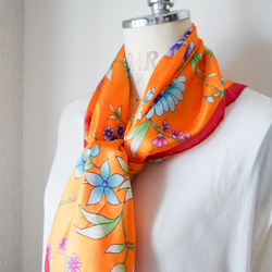 土耳其·東方圍巾·真絲藝術A25·橙色·免費送貨·2020年母親節 第6張的照片