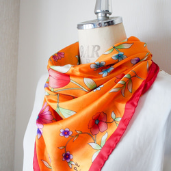 土耳其·東方圍巾·真絲藝術A25·橙色·免費送貨·2020年母親節 第7張的照片