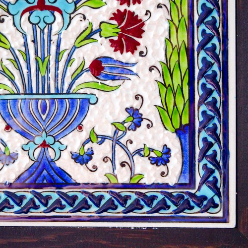 トルコ・キュタフヤ陶器・タイル・アート絵画・額縁付きE・送料