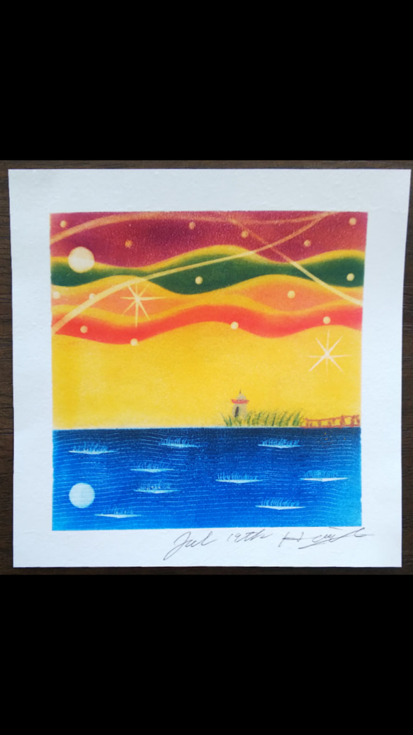 【水の心旅～海の声～】パステルアート原画　額付き(壁掛け&スタンド型） 4枚目の画像