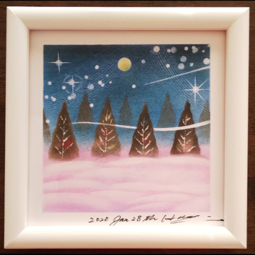 冬木立】パステルアート原画 額付き(壁掛け&スタンド型） 絵画 hrk422