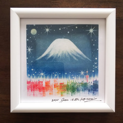 光！　パステル画　原画 パステルアート 雨光り傘踊る梅雨景色 パステル画原画 絵画 T's