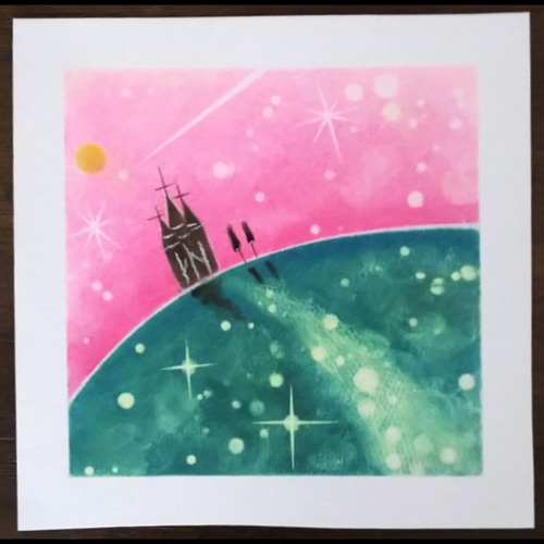 金宝山】パステルアート原画 額付き(壁掛け&スタンド型） 絵画