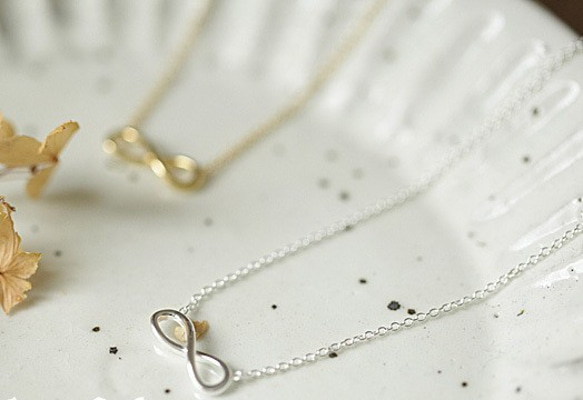 無限の愛925純銀鎖骨鏈Sterling Silver Infinite dainty necklace 第3張的照片