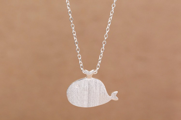 925純銀可愛胖鯨魚項鏈 Sterling Silver whale necklace 第1張的照片