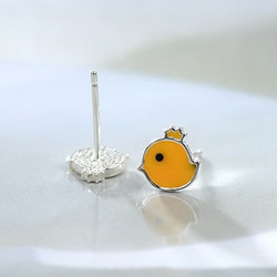 925純銀可愛黃色小雞耳釘嘰嘰嘰 Sterling silver cute chicks earrings 第4張的照片