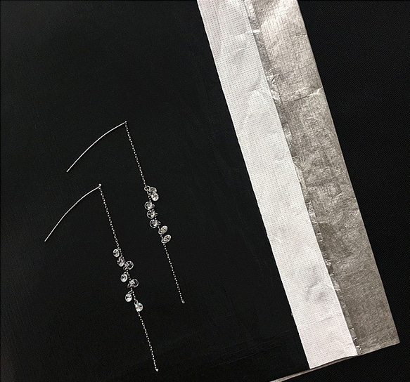 水滴のcolorido 925純銀製の長いセクションでは、Shiershanラインスターリングシルバー長いジルコンのイヤリングを 3枚目の画像