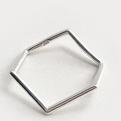 colorido925純銀幾何六邊形不規則極簡細線條閉口戒指 Sterling silver hexagon ring 第2張的照片