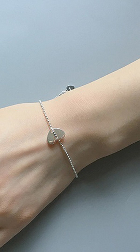 colorido S925純銀圓球珠子豆豆愛心型細款手鏈 Sterling Silver heart bracelet 第2張的照片