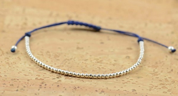 colorido925純銀銀珠手鍊(線材可以換色 可以戴著洗澡) ilver beaded bracelet 第1張的照片