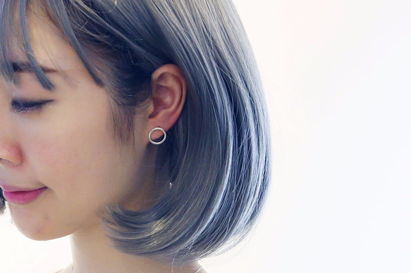 colorido幾何圓形S925純銀耳釘 Sterling silver circle earrings 第4張的照片