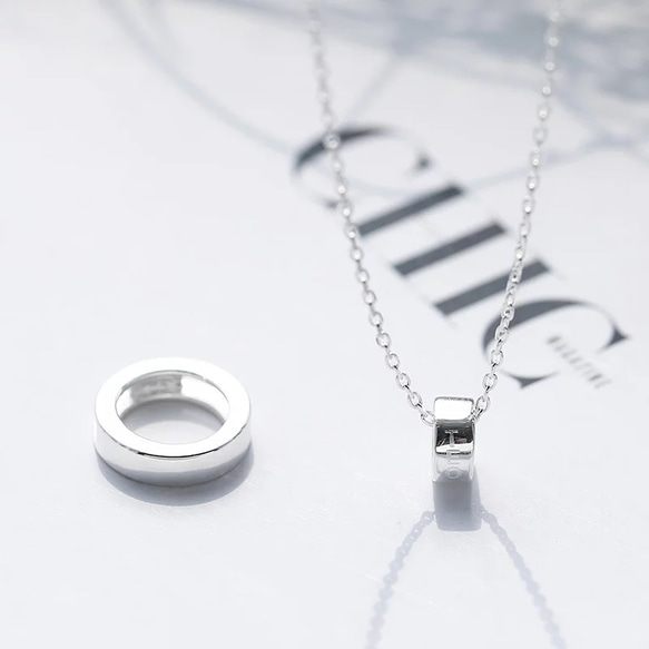 シルバーは、二環式のネックレスの鎖骨シンプルなチェーンスターリングシルバー二重丸のネックレスをcolorido925 6枚目の画像