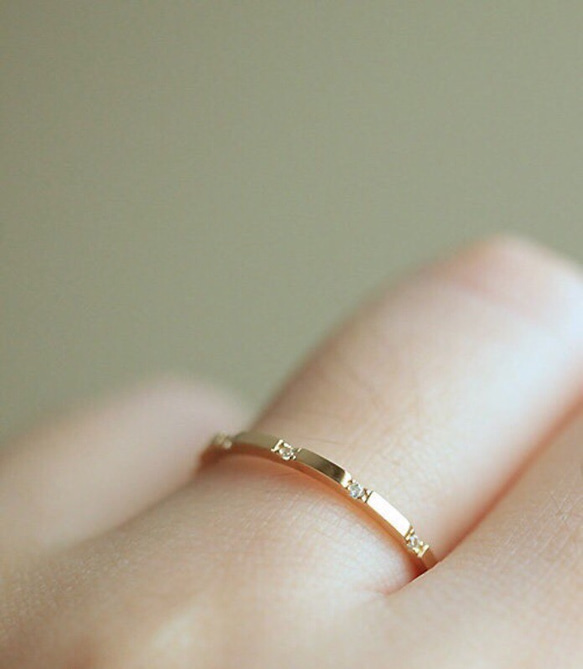 colorido 純正14k金溫柔花環鋯鑽鑲嵌戒指 第2張的照片