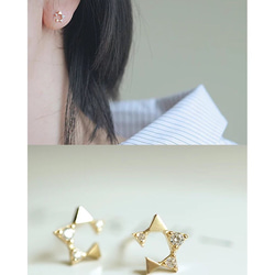 colorido純14k黄金 真金鑲鋯石不規則星星五角星元素耳钉 real 14k gold earrings 第2張的照片