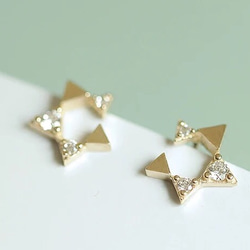 colorido純14k黄金 真金鑲鋯石不規則星星五角星元素耳钉 real 14k gold earrings 第5張的照片