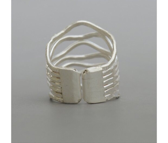 colorido寬型編織風925純銀戒指 可調節Sterling silver wide knit style ring 第2張的照片