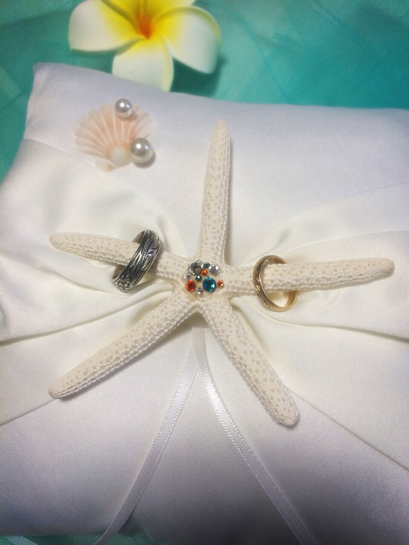 starfish&ribbon Wedding ring pillow 2枚目の画像
