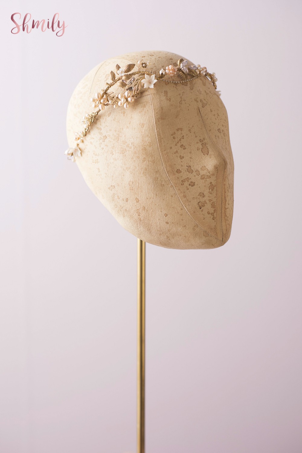 花ゴールド真鍮淡水真珠のヘッドピースに踊ります