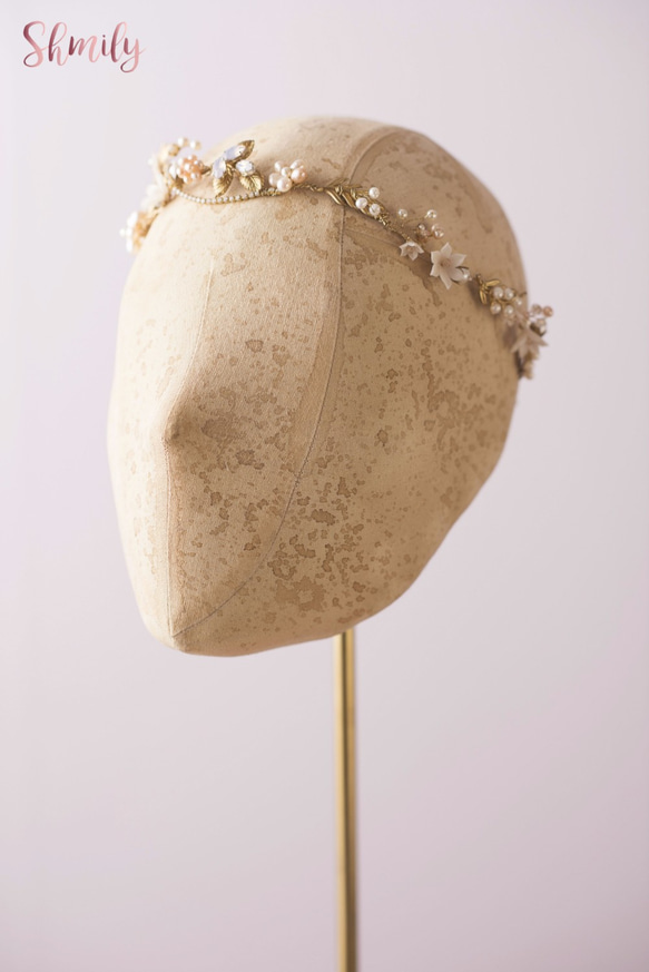 Dancing in the blossom Gold brass freshwater pearl headpiece 第7張的照片