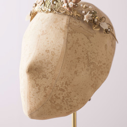 Ornate Victorian 1920s Vintage brass clay flower Tiara復古皇冠 第2張的照片