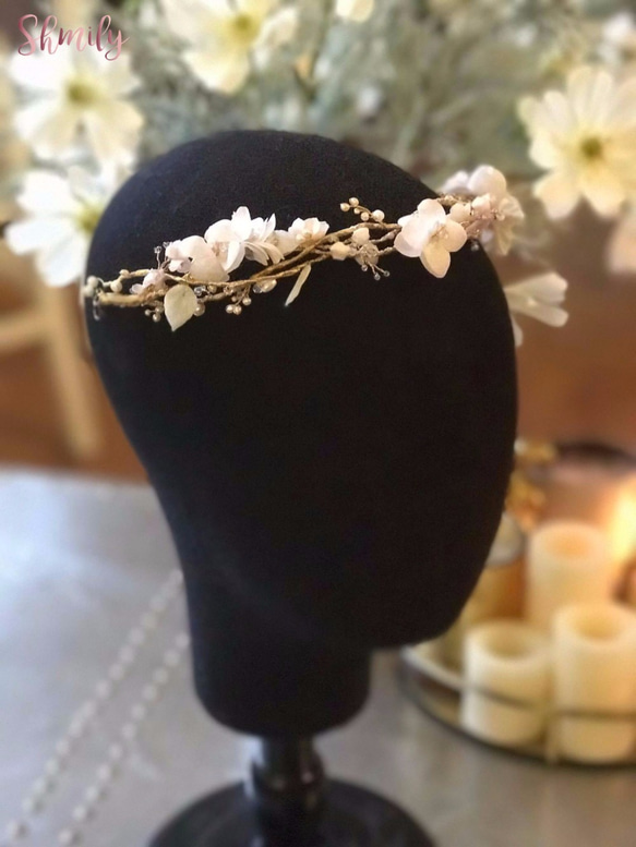 Boho like rain---handmade fabric hydrangea  headpiece 婚禮頭飾 第5張的照片