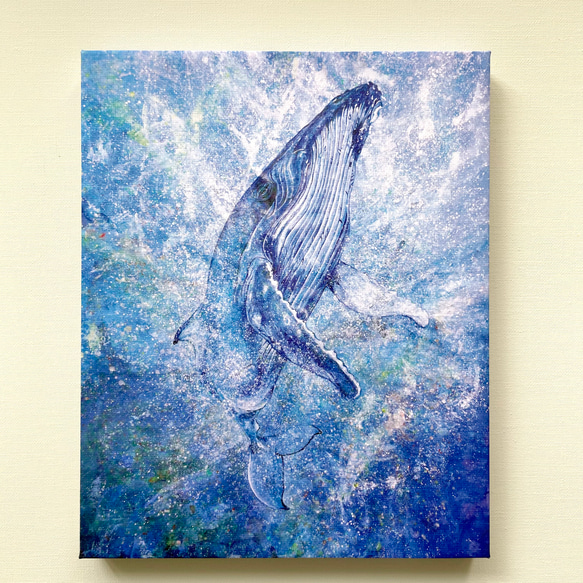 抽象画 クジラのキャンバスアート 約20cm x 25cm 抽象画 クジラのキャンバスアート 約20cm x 25cm
