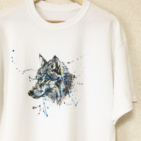 【オリジナルイラストTシャツ】狼：Lサイズ 2枚目の画像