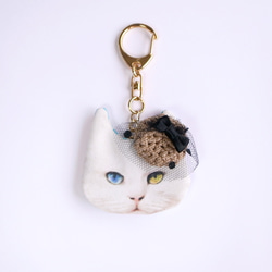 odd eyes cat ・キーケース（麦わらベレー帽） 2枚目の画像