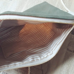 スマホとお財布が入る帆布のポシェット☆カーキ☆ポーチ 3枚目の画像