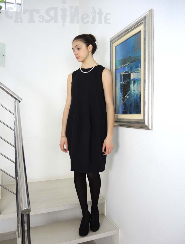 【一点もの】襟が外せるバルーンワンピース黒