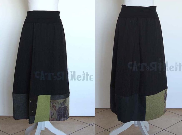 [20%OFFクーポン]イタリア人作家の秋冬物ロングスカート黒 9枚目の画像