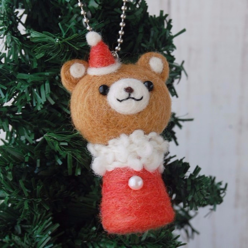 超歓迎された Sayaさまご注文品 くまちゃんのクリスマスオーナメント 羊毛フェルト