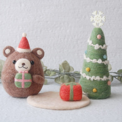 羊毛フェルト：くまちゃんのクリスマスセット 羊毛フェルト にじいろ