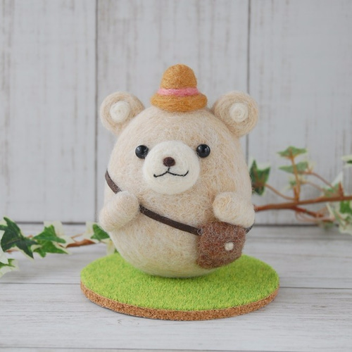 羊毛フェルト クマのキャラクター お互いに憧れてた仲良しクマさん＊羊毛フェルトのマスコット2体