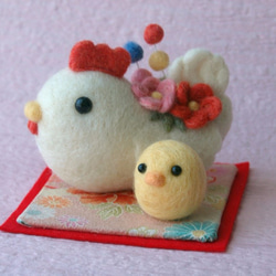 羊毛氈新年裝飾品新年雞年雞的小雞和陳 第1張的照片